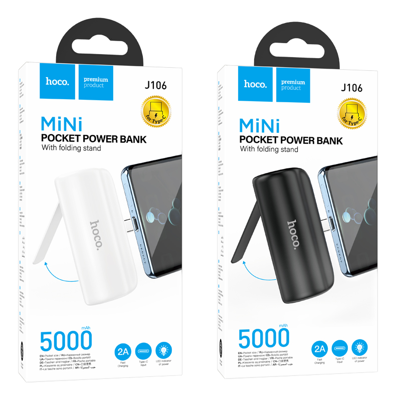 Hoco J106 Mini Pocket Power Bank - Type C (5000mAh) - Image 3