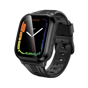 Hoco Y108 4G children phone watch in Black, Blue and Purple with GPS tracking, SIM calling and SOS emergency button for child safety.