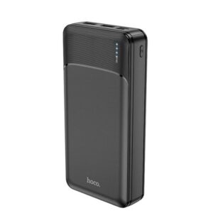 Hoco DB22 Brilliance 10000mAh power bank with LED battery display, dual USB output ports and ABS PC lithium polymer construction in black.