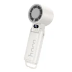 Hoco HX603 foldable portable hand fan in White with 3-speed control and USB rechargeable battery for personal cooling in Bangladesh.