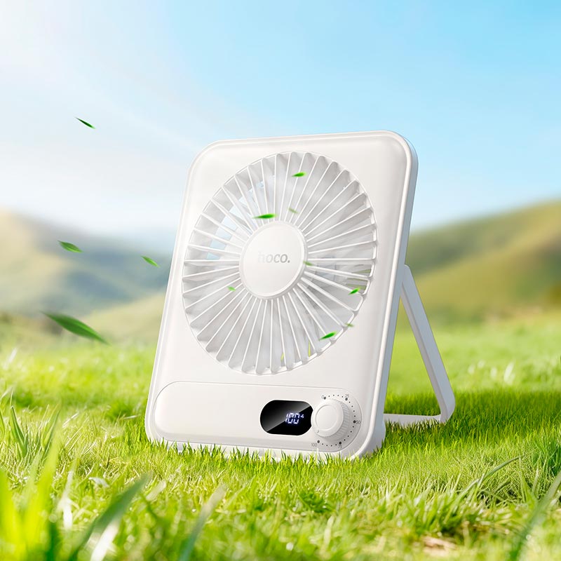 Hoco HX607 Ultra Slim Desktop Fan with 100 Wind Levels & LED Display – 2000mAh Rechargeable - Image 3