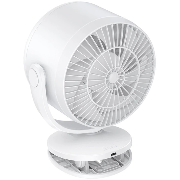 Hoco HX608 3-in-1 Automatic Rotating Clip Fan with 3600mAh Battery – Clip, Desk & Wall Mount Cooling