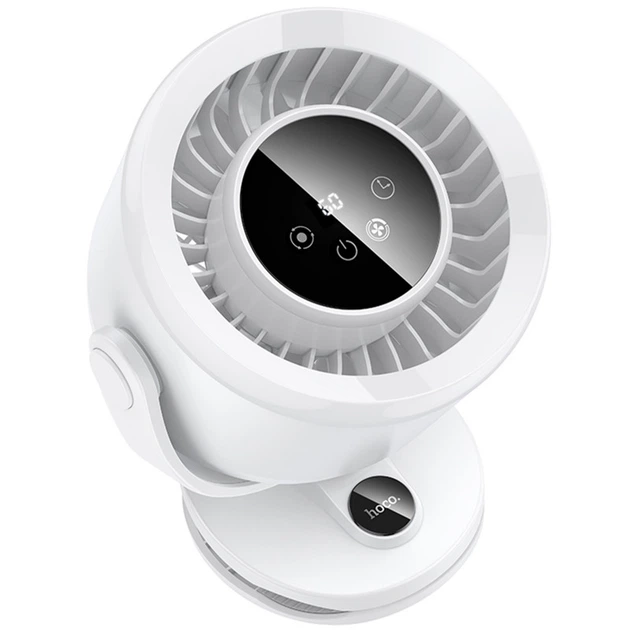 Hoco HX608 3-in-1 Automatic Rotating Clip Fan with 3600mAh Battery – Clip, Desk & Wall Mount Cooling