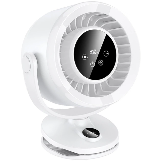 Hoco HX608 3-in-1 Automatic Rotating Clip Fan with 3600mAh Battery – Clip, Desk & Wall Mount Cooling