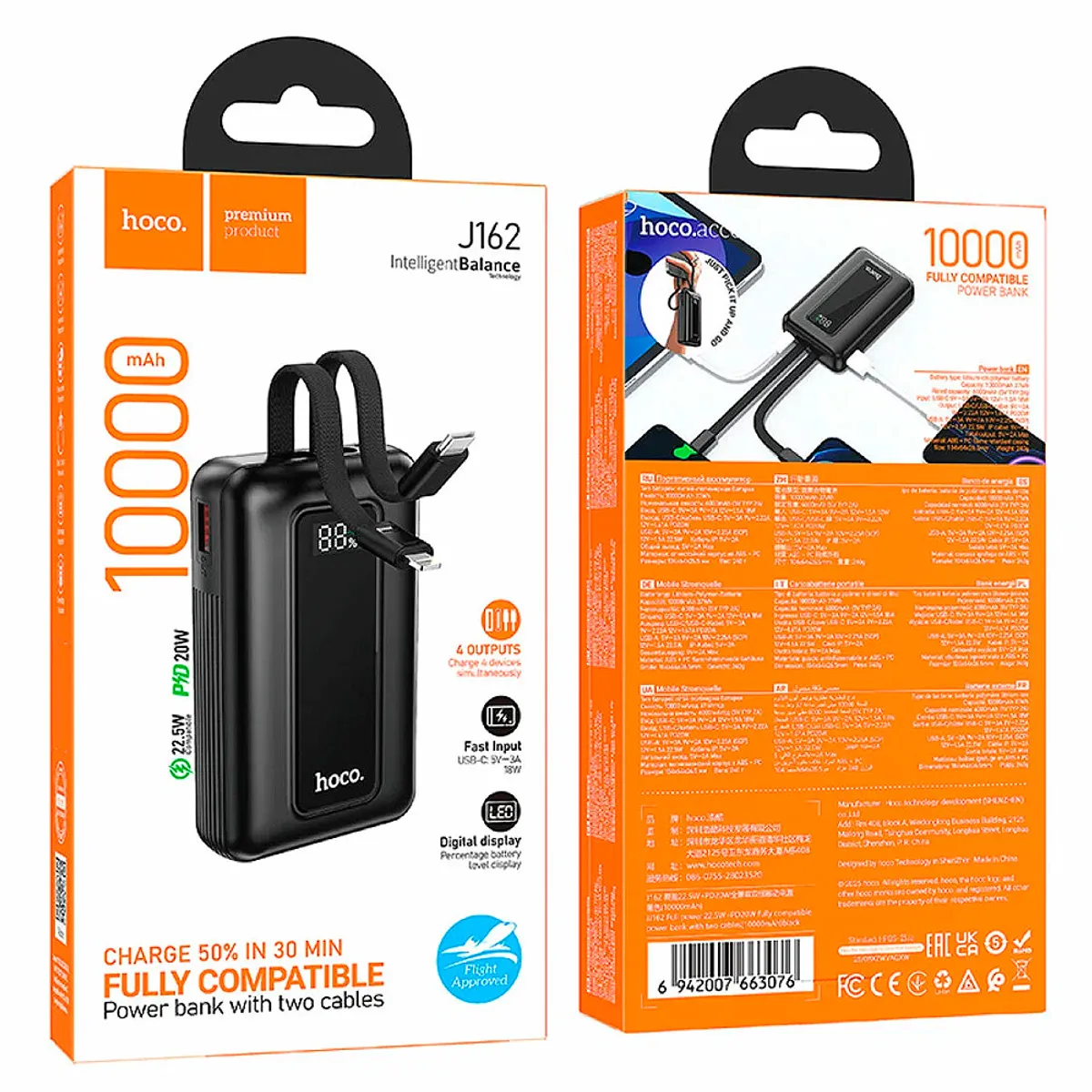 Hoco J162 Full Power Power Bank – 10000mAh Fast Charging On the Go