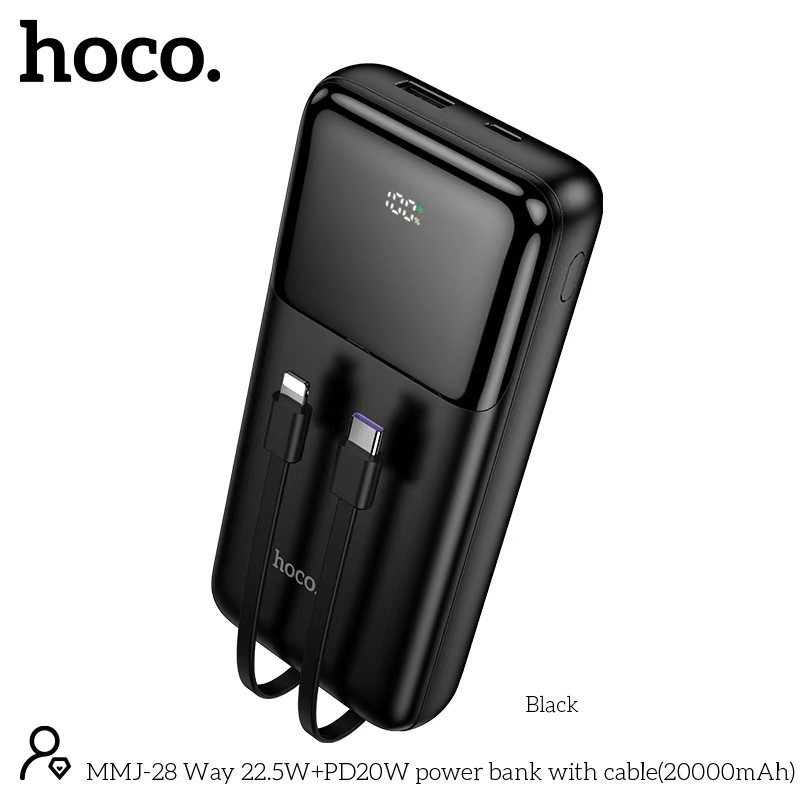 Hoco MMJ28 20000mAh power bank with built-in cables