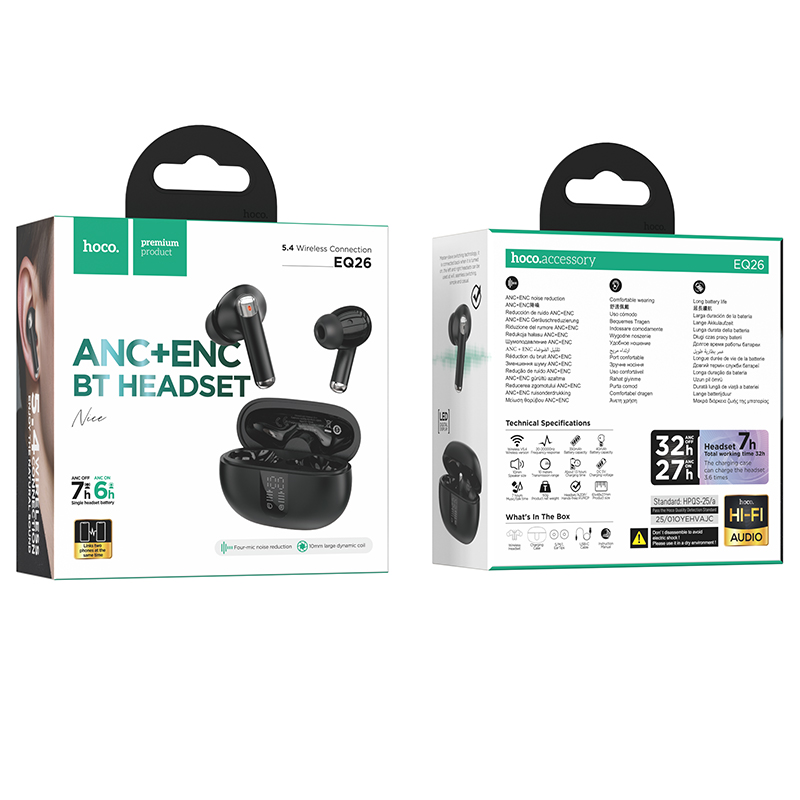 Hoco EQ26 Nice True Wireless Earbuds with ANC+ENC – 24+ Hours Battery Life - Image 4