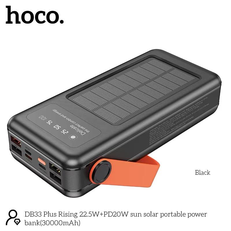 Hoco DB33 Plus solar power bank with solar panel and multiple charging ports