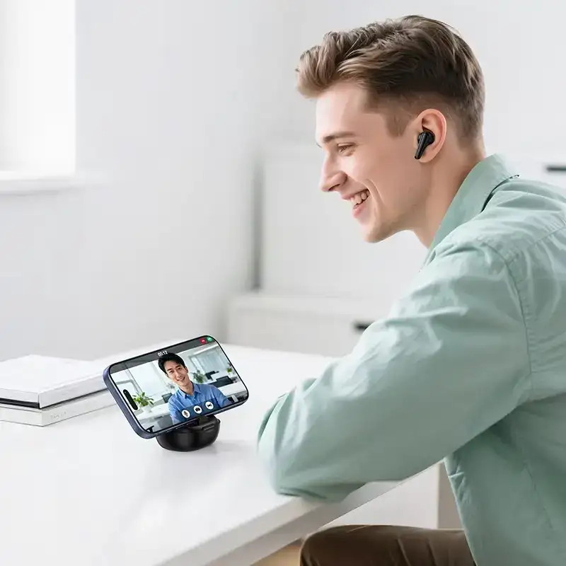 Hoco EQ100 AI Translation Earbuds with Phone Stand – 134 Languages, BT 5.4