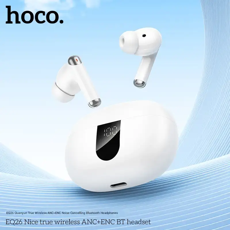 Hoco EQ26 Nice True Wireless Earbuds with ANC+ENC – 24+ Hours Battery Life