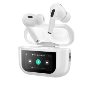 Charome A18s ANC wireless earbuds with white touch screen charging case
