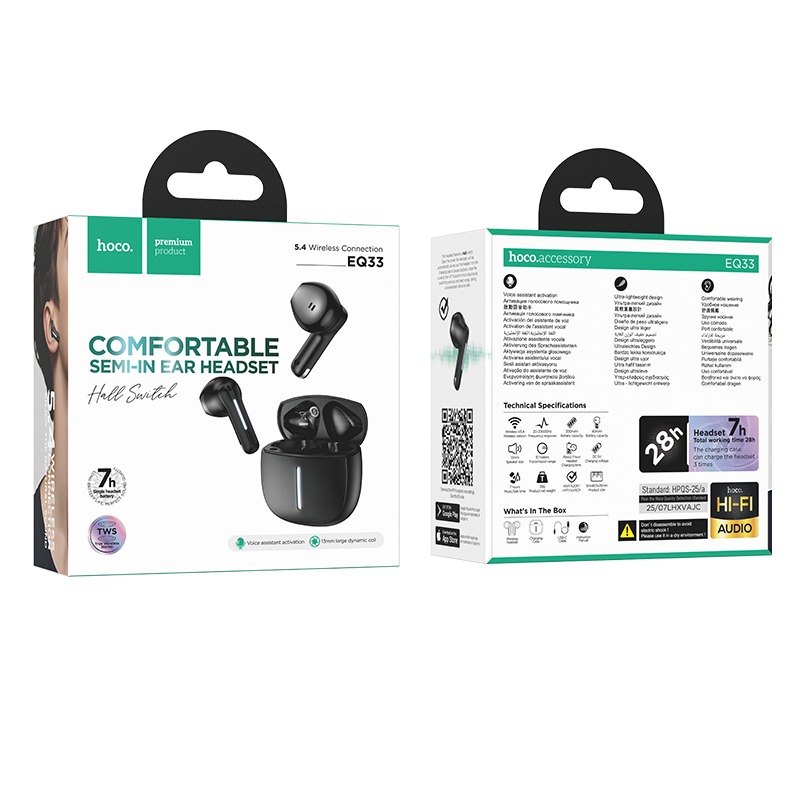 Hoco EQ33 Gem Wireless Earbuds with App Control – Black - Image 2