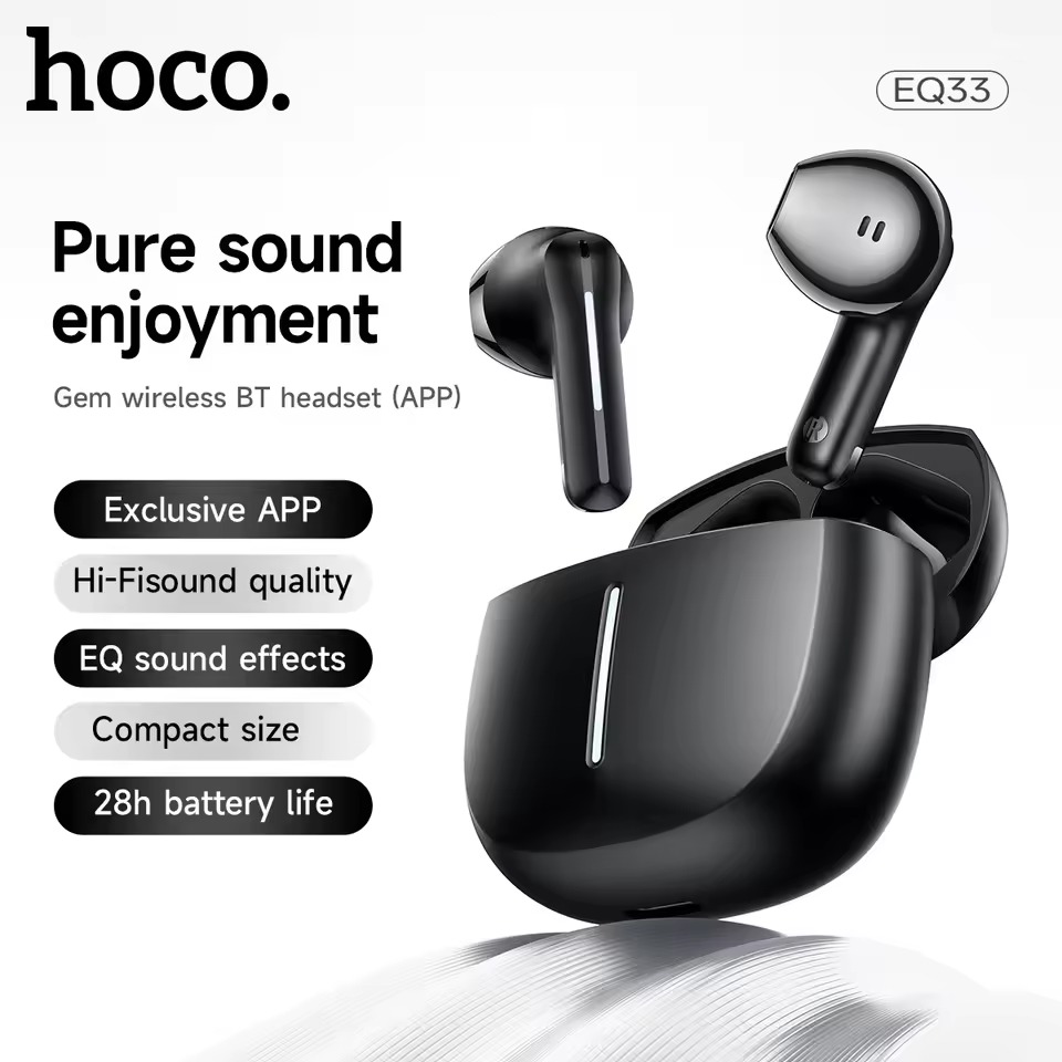Hoco EQ33 Gem wireless earbuds with app control in black