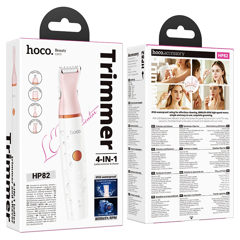 Hoco HP82 4-in-1 Ladies Trimmer and Shaver – IPX6 Waterproof with 4 Attachments